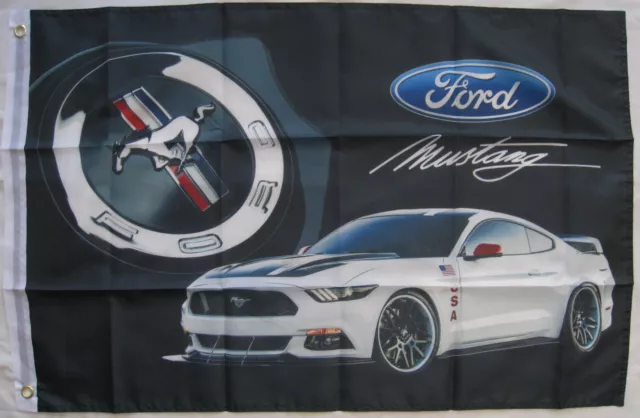 DRAPEAU AUTO FORD MUSTANG  V8  60x90cm - Ref.49