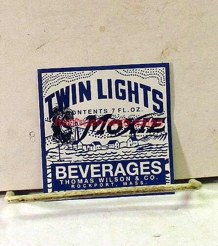 Moxie Label~Twin Lights Beverages~Thomas Wilson & Co.~Rockport,Mass~