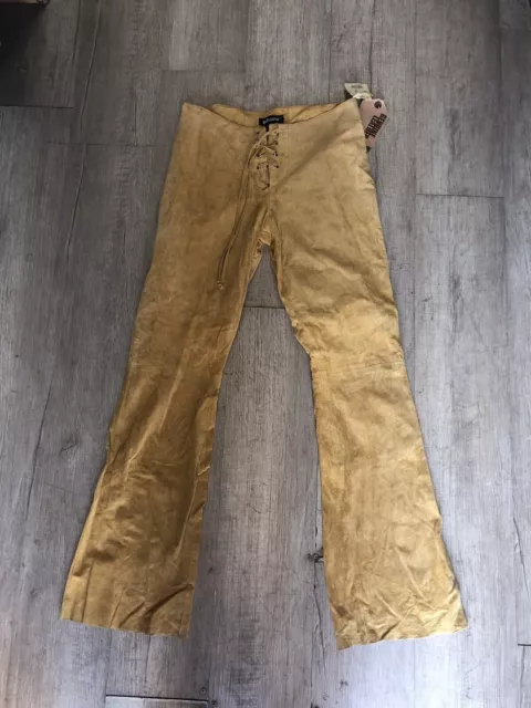 NWT Damaged Dollhouse 100% Genuine Suede Leather Pants Mid-Rise Womens Sz S
