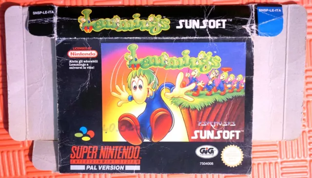 Lemmings BOX Console Super NES Nintendo SNES Videogames Games Game PAL ITA GIG