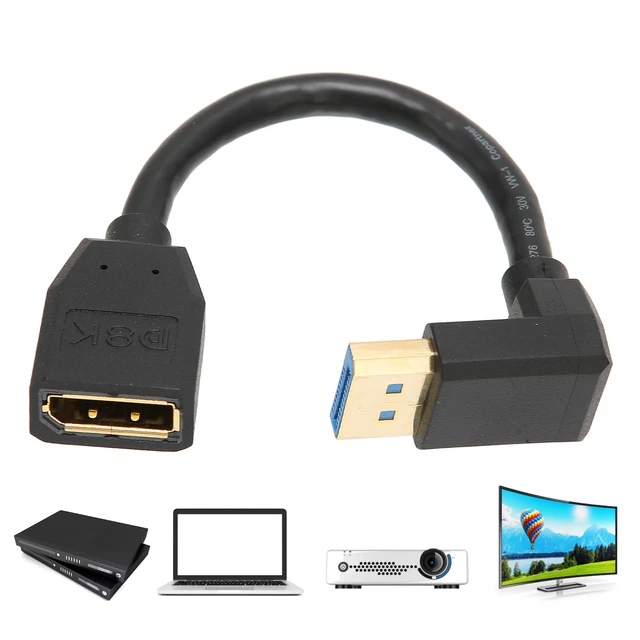 DISPLAYPORT EXTENSION CABLE DP1.4 Version 90 Degree Displayport Male To ...