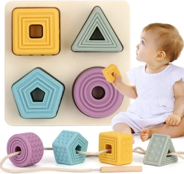 Baby Soft Nesting Sorting Stacking Toys,Silicone Building Baby Blocks Teether