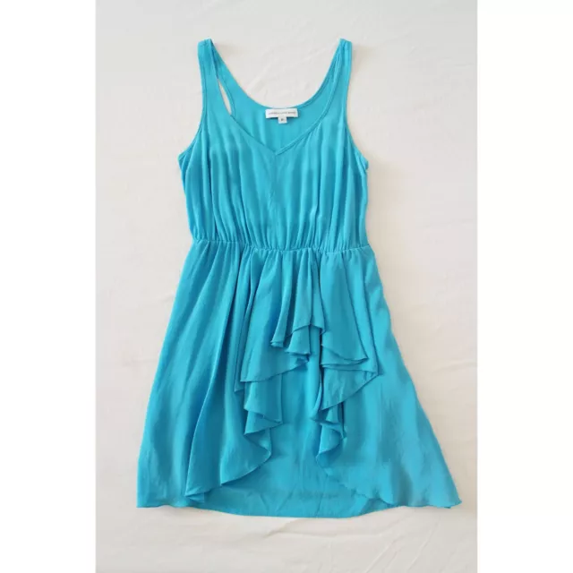 Amanda Uprichard Blue Silk Ruffle Sleeveless Dress Size P