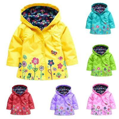 Kids Toddler Girls Flower Jacket Raincoat Outerwear Children Clothes Jacket Coat
