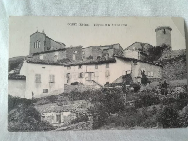 Cpa carte postale Oingt (Rhone) eglise vieille tour