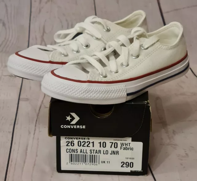 Converse Junior Kids Chuck Taylor All Star Ox White Canvas Classic Shoes UK 11