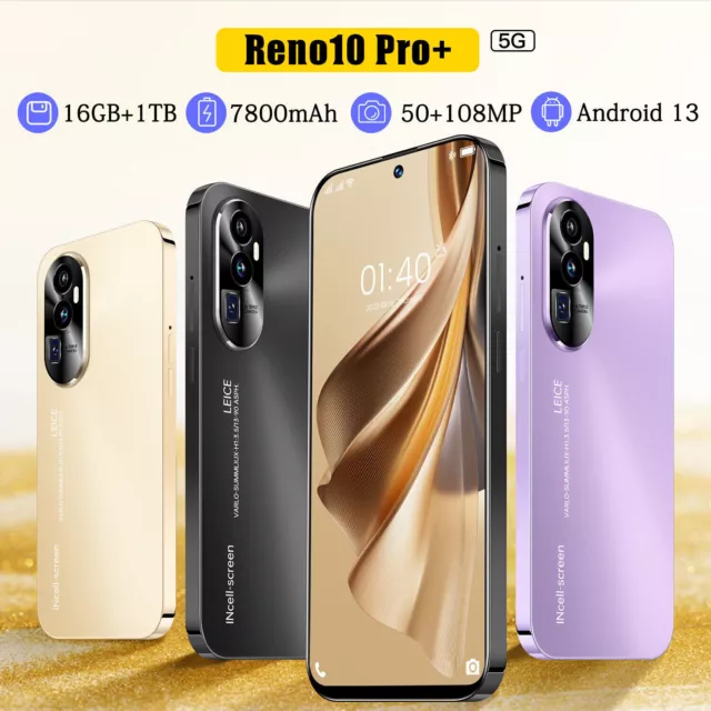New Reno10 Pro+ Smartphone 7.3" 16GB+1TB Android Factory Unlocked Mobile Phone
