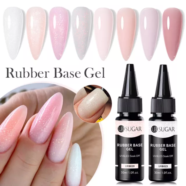 UR SUGAR 30ml Gummi Base Gel Milky Pink White Glitzer Soak Off UV LED Nagelgel