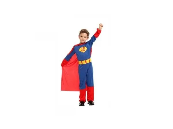 Costume Superman Muscle Hero Tg 7-9 Anni Vestito carnevale Bambino