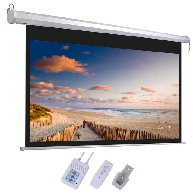 Leadzm 92" 16:9 Viewing Area Motorized Projector Screen Matte White + Remote