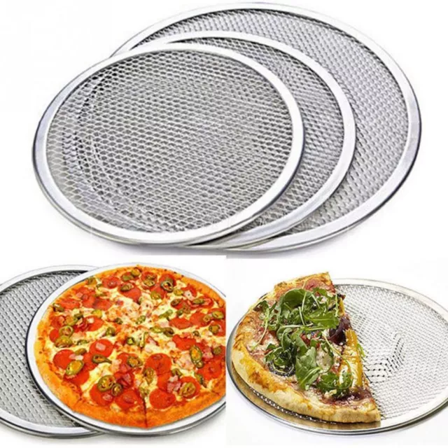 6''-12'' New Cookware Oven Net Aluminium Mesh Pizza Screen Baking Tray Plate Pan