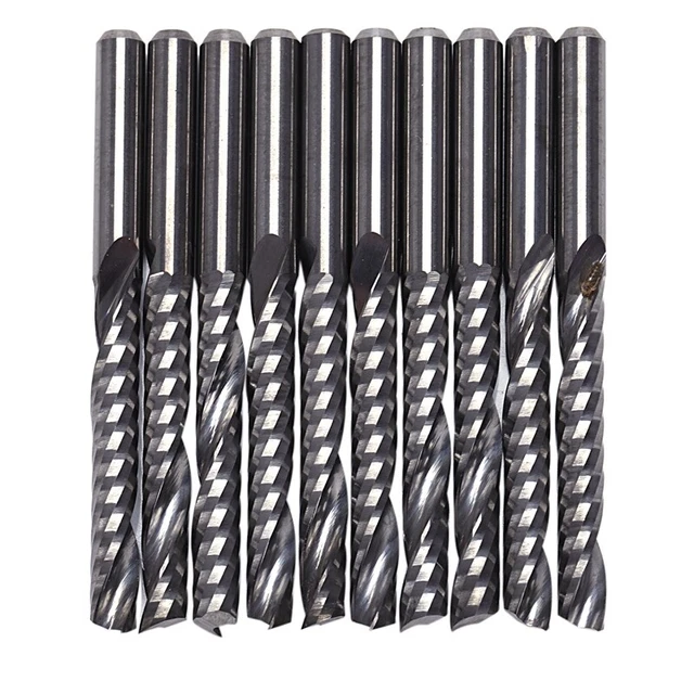 10Pcs Cnc Router Bits 3.175 X 22Mm Single Flute Spiral Carbide Cnc Router B N1T8