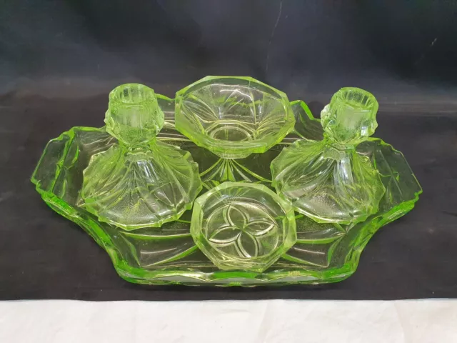 Green glass dressing clearance table set