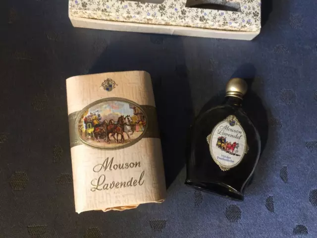 ALTES Set Mouson Lavendel "Mit der Postkutsche" 100g SEIFE PARFÜM (halb voll) 3