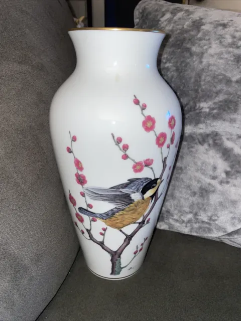 Franklin Porcelain "The Heralds of Spring" Vase 12"x6" - Ryu Okazaki 1981 Japan