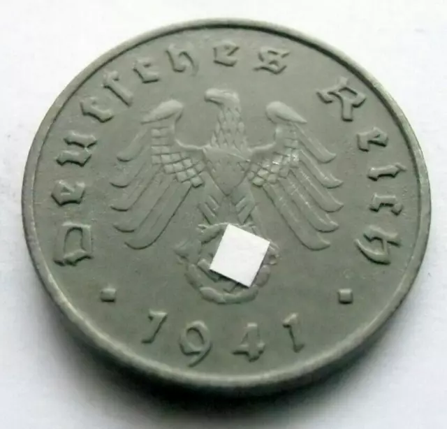 (58)GERMAN 3rd REICH 1941 A - 10  REICHSPFENNIG WWII COIN