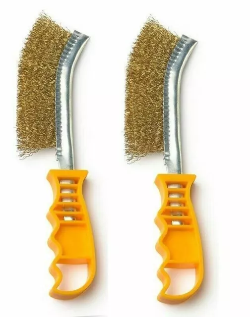 2 x Wire Brush 250mm Wire Bristle Brush Paint Rust Remover Brass