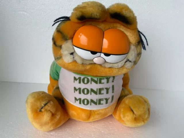 Vintage Garfield Money Box Plush Toy 1981 Dakin 9” -  Money! Money! Money!