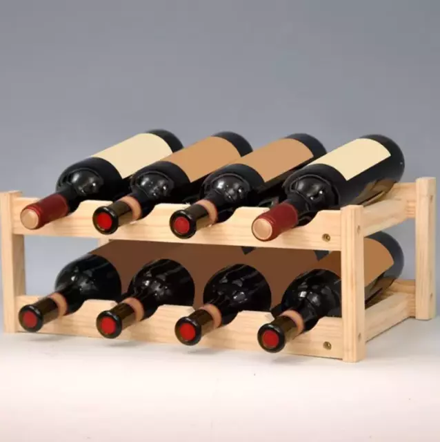 Timber Red Wine Display Rack Holder Wooden Wine Bottle Storage Organizer Shelf 3