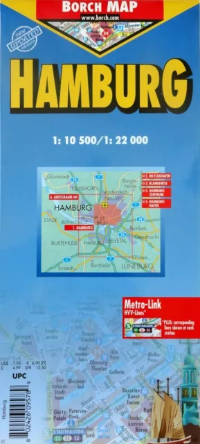 NEW~2006 MAP of HAMBURG, Germany, Borch~Index & Details of Rapid Transit, Rails