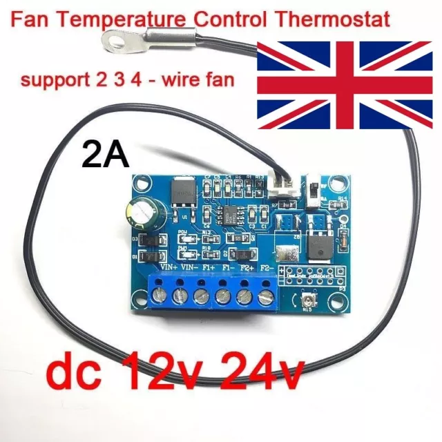 dc 12V 24V 2A PWM PC CPU Fan Temperature Control Thermostat Speed Controller