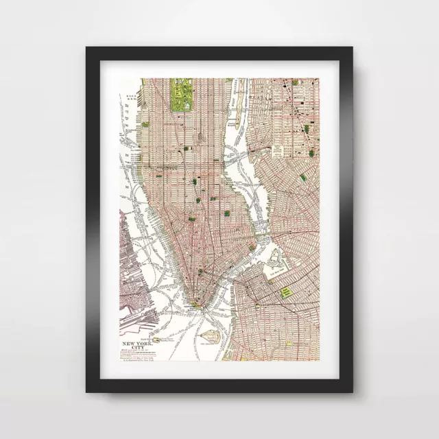 MANHATTAN BROOKLYN MAP NEW YORK CITY ART PRINT POSTER Diagram Decor Wall Picture