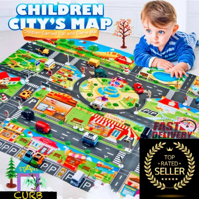 Baby Play Mat Kids Toy Car Traffic Road City Scene Signs Education Carpet 130cm