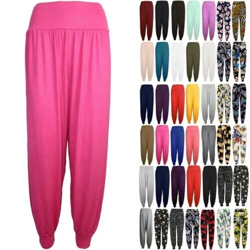 Donna Ali Baba Pantaloni Harem Largo Tinta Unita Lunghezza Intera Leggings