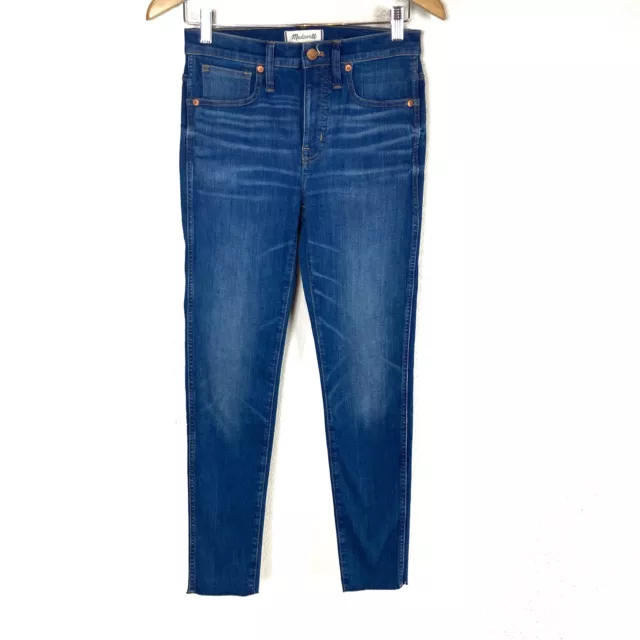 Madewell 9 Inch High Rise Skinny Jeans Raw Hem Dark Denim Women’s Sz 27