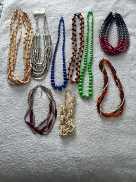 Bundle of costume jewellery necklaces (9). Wear or re-use beads. Crafts, beading