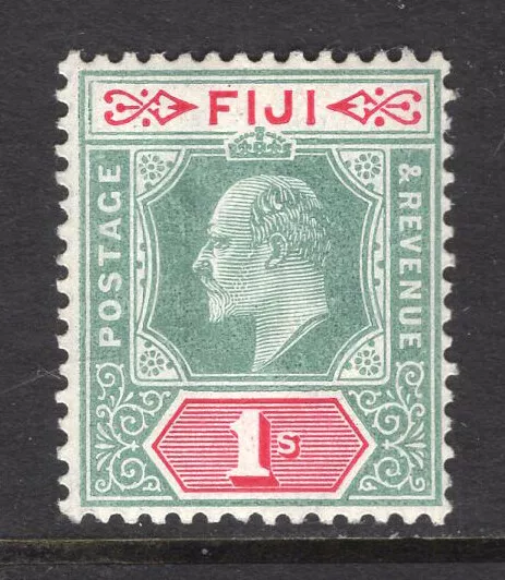 M24142 Fiji 1909 SG117 KEVII: 1/- green & carmine. LMM, Cat £35