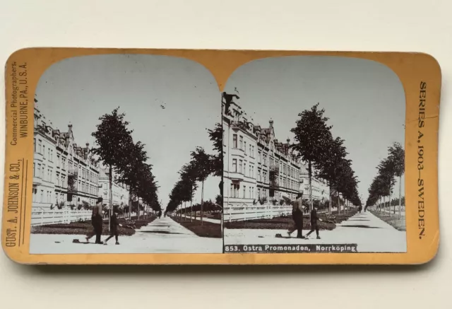 Schweden Ostra Promenaden Norrköping Fotografie Stereo Vintage Albumin