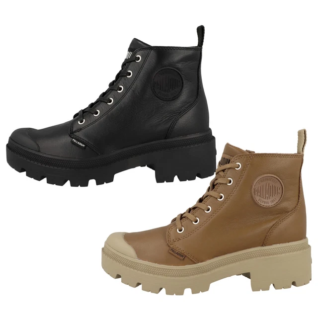Palladium Pallabase Cuir Femmes Bottes à Lacets Bottines Bottes D'Hiver