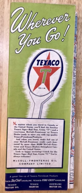 c1950s~Ontario Canada~Texaco Road Map~Vintage Gas & Oil~Ephemera Advertisement