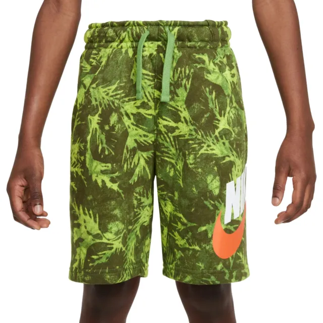 Nike Sportswear Printed French Terry Boys Shorts Green Size XL DO6493-377