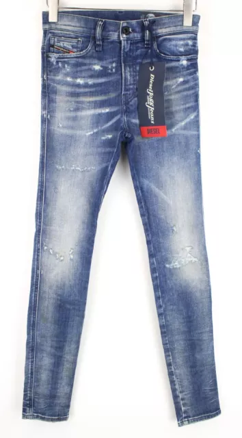 Diesel D-Reeft-T 0870O Herren Jeans W26 Skinny Boys Sweat Jogg Distressed Buntes