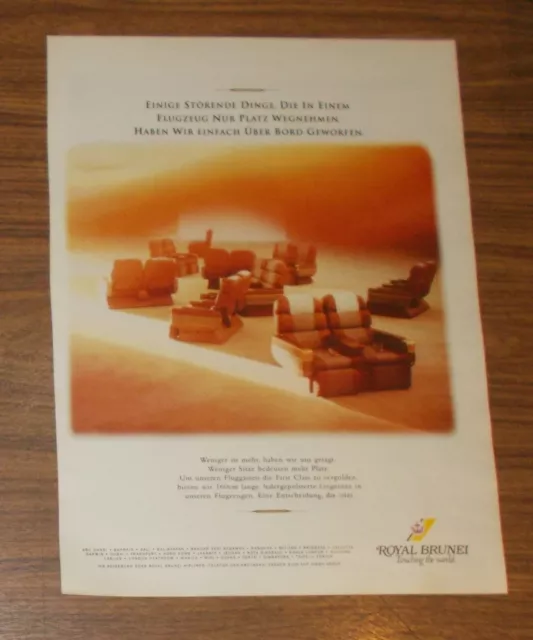 Seltene Werbung ROYAL BRUNEI - Weniger ist mehr - Liegesitze 1996