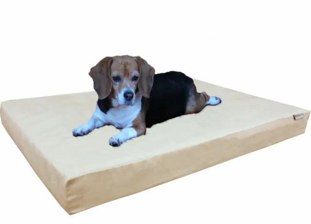 Large Khaki Suede Pet Dog Bed Orthopedic Waterproof Memory Foam 41x27x4 28"X42"