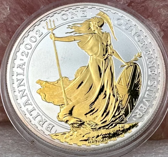 Britannia 1 Unze Silber 2002 Großbritannien gilded