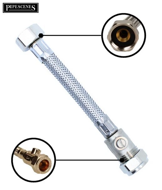 15MM X 1/2& Flexible Tap Toilet Cistern Connector 150mm Braided Flexi