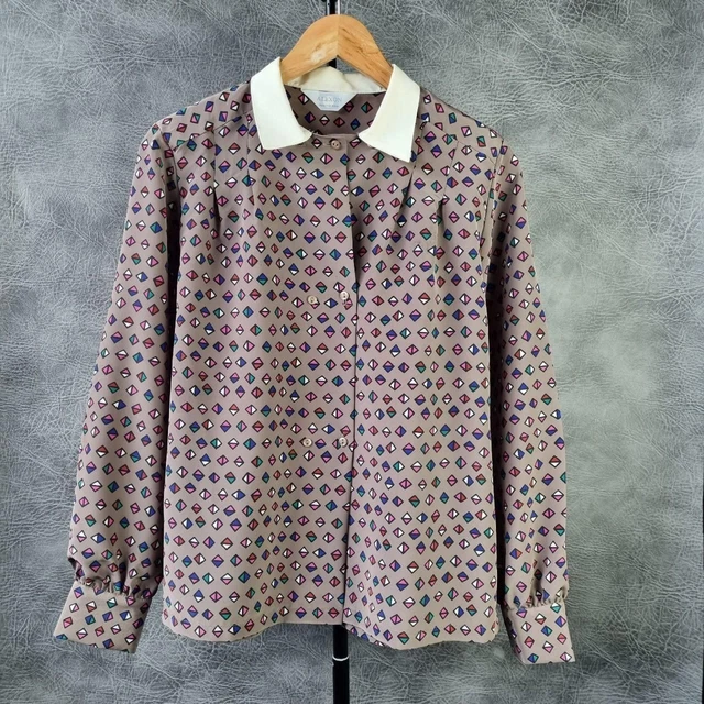 Camicia vintage anni '80 camicetta manica lunga camicia top donna camicetta