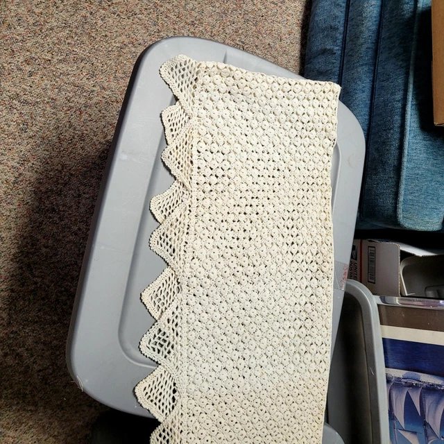 Vintage Crochet Edging 14" X 8 Feet Long outstanding Bed skirt, bassinet blanket