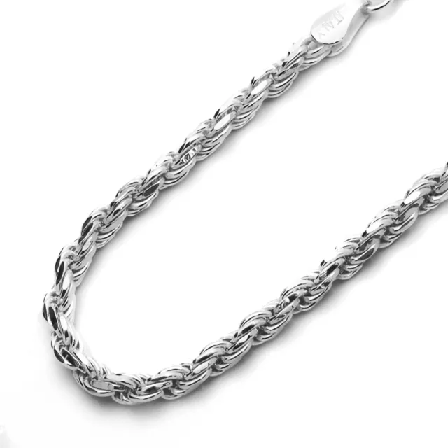 MEN'S 3.5MM 925 Sterling Silver Italian Rope Chain Necklace made in ...