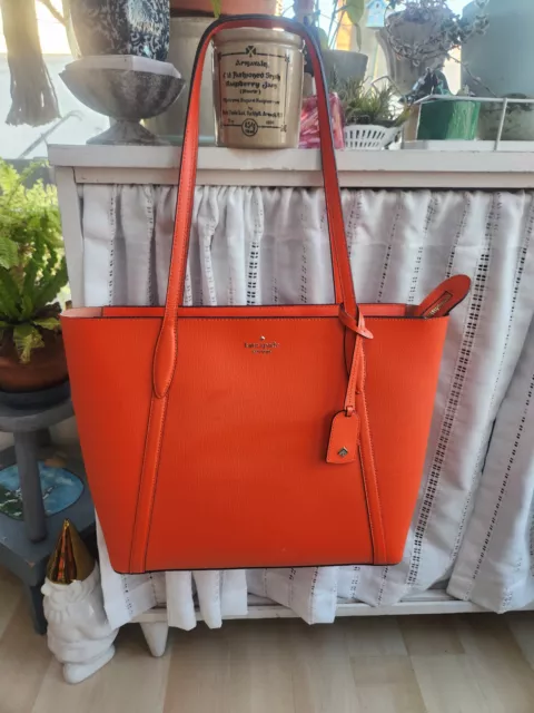 Kate Spade Orange Large Tote Cara Leather Shoulder Handbag