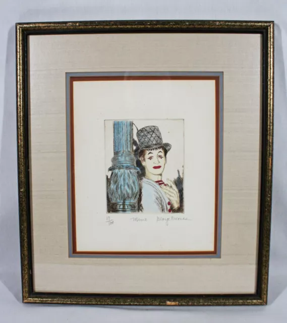 George Crionas Hand Colored Signed & Numbered Print "Mime" Professionally Framed