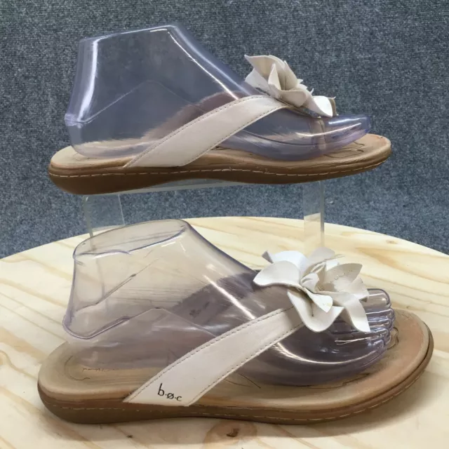 BOC Born Concept Sandals Womens 8 M Thong Toe-Post White Faux Leather Z17201