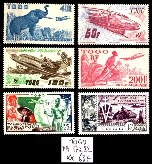 TOGO : Poste AERIENNE 17 à 22, Neufs ** = Cote 68 € / Lot Timbres COLONIES