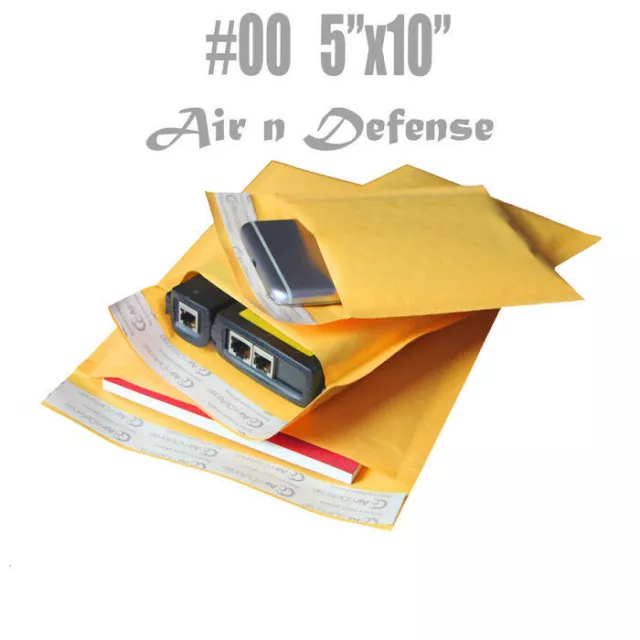 250 #00 5x10 Kraft Bubble Padded Envelopes Mailers Shipping Bags AirnDefense