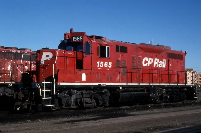N: Orig Slide CP Canadian Pacific GP9u #1565 - Edmonton AB 2006 w/RCMP Logo