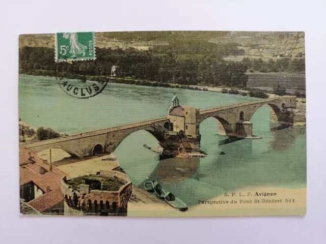 Carte Postale Ancienne TOILÉE AVIGNON Vaucluse PONT St BÉNÉZET à Emma BAUDOUARD